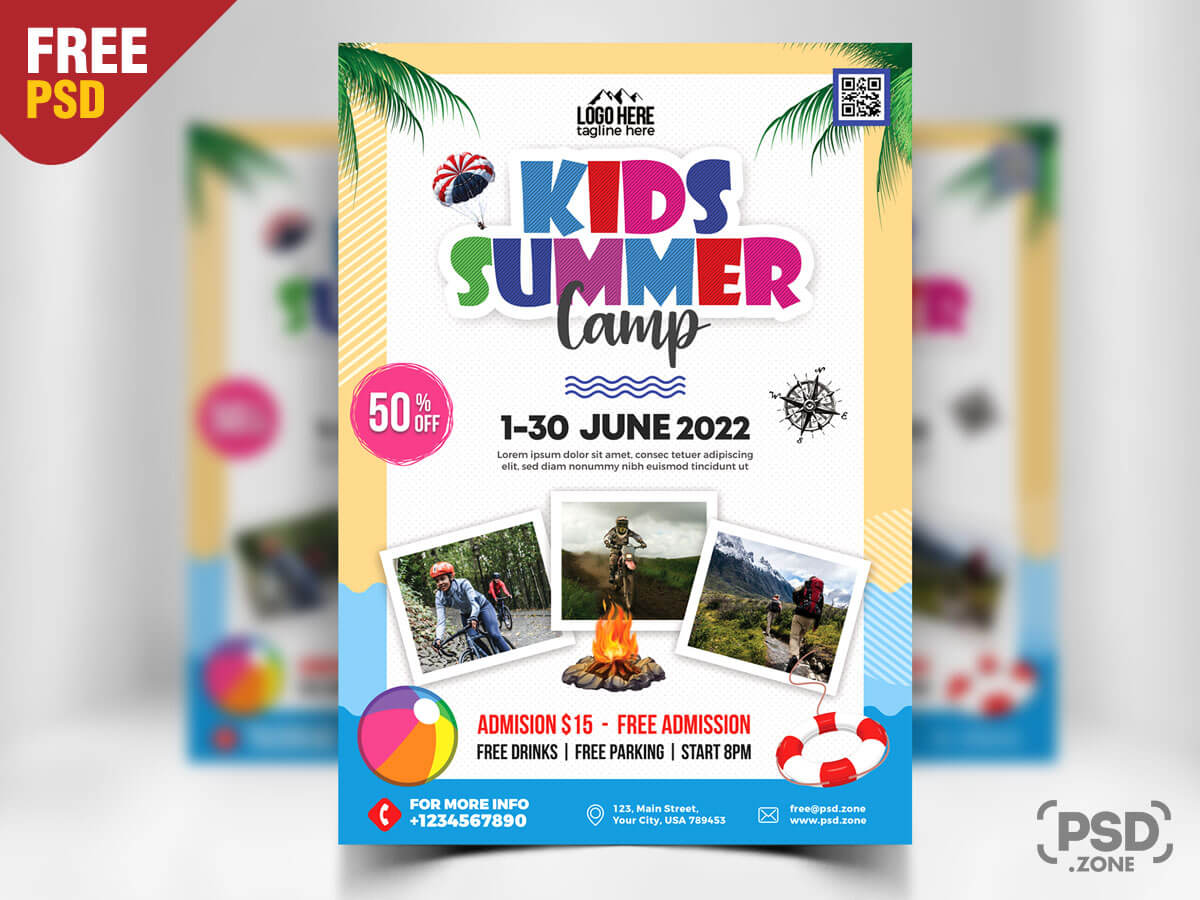 Kids Summer Camp Flyer Psd – Uxfree In Summer Camp Brochure Template Free Download