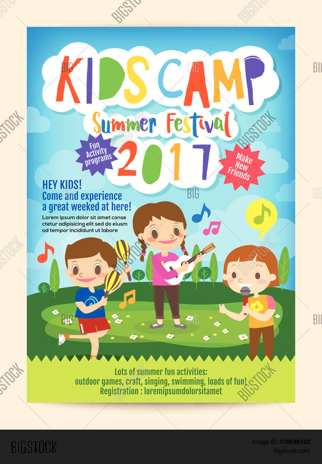 Kids Summer Camp Vector & Photo (Free Trial) | Bigstock Inside Summer Camp Brochure Template Free Download