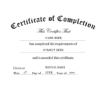 Kindergarten Preschool Certificate Of Completion Word In Certificate Of Completion Word Template