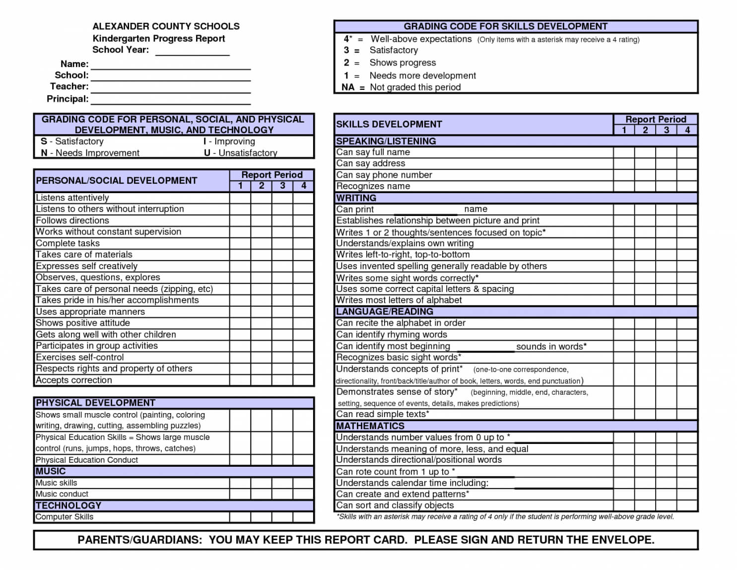 Kindergarten Report Card Template Free Preschool Conference Within Character Report Card Template