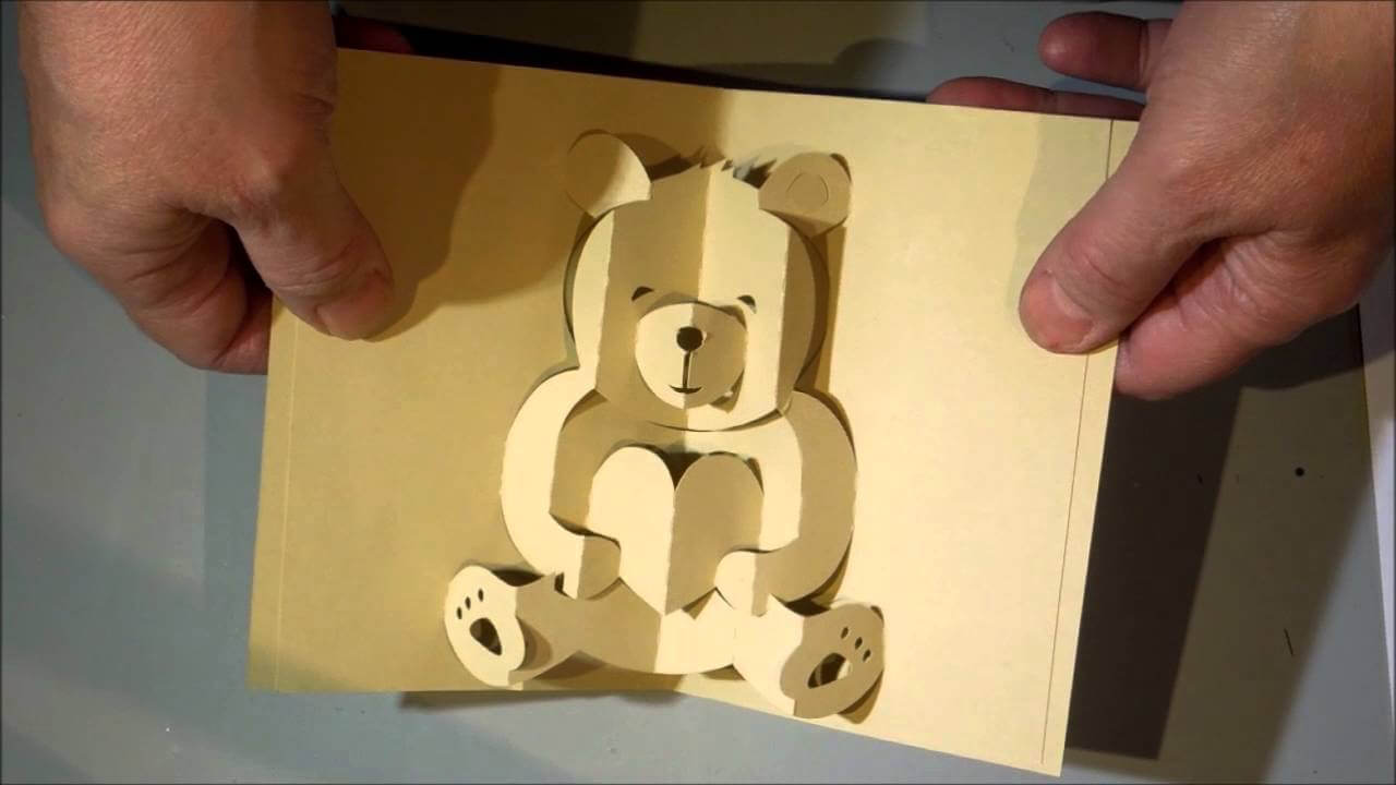 Kirigami Bear Pop Up Card Inside Teddy Bear Pop Up Card Template Free