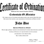 Kleurplaten: Pastoral License Certificate Template With Ordination Certificate Template