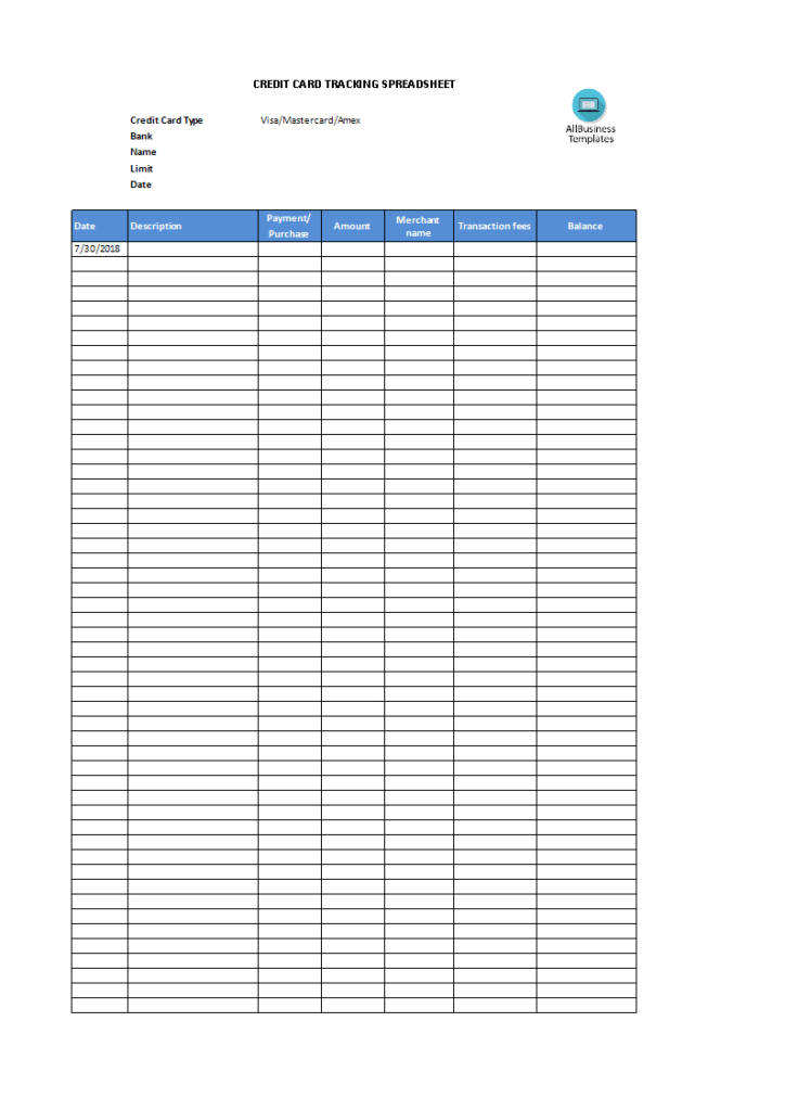 Kostenloses Credit Card Tracking Spreadsheet Template For Credit Card ...