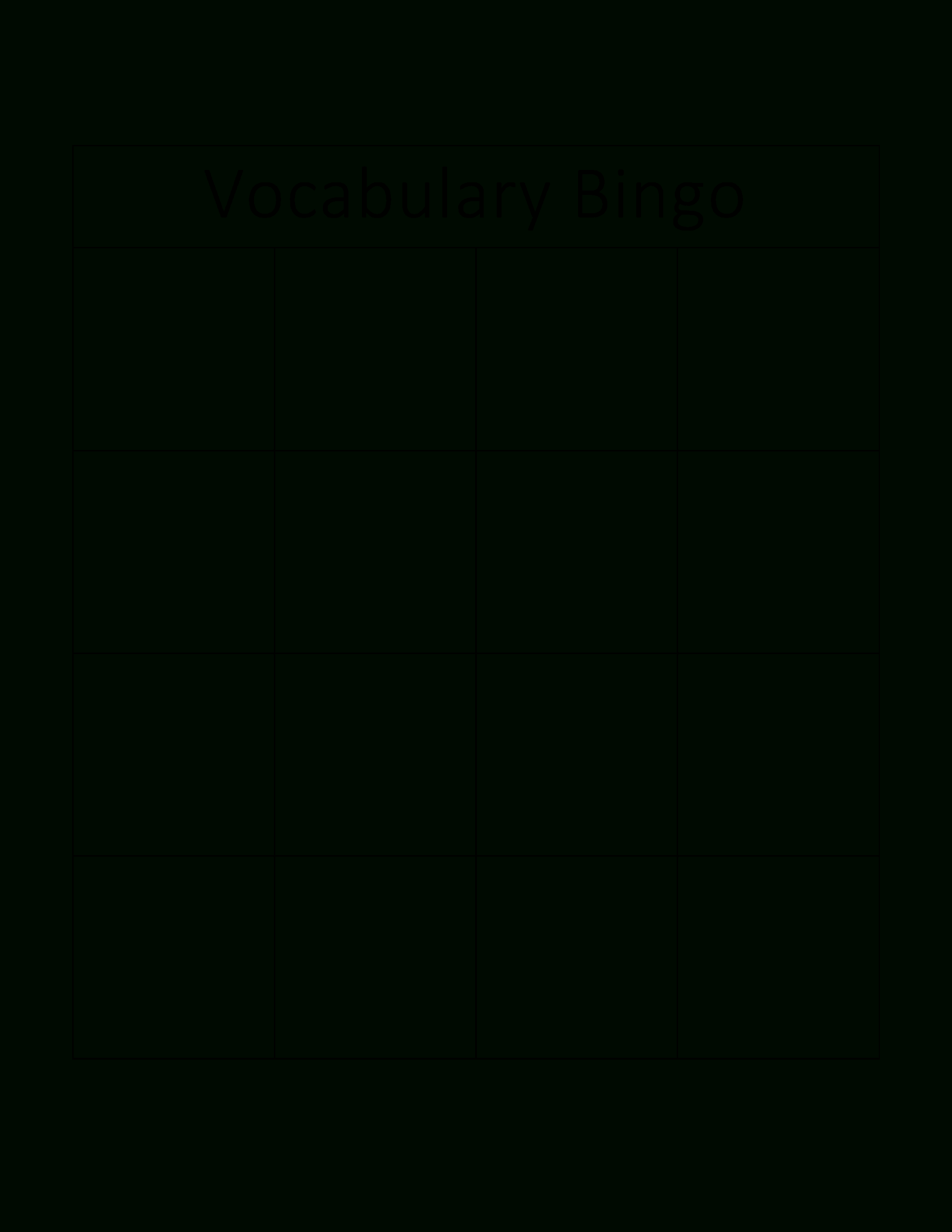 Kostenloses Vocabulary Bingo Card With Blank Bingo Card Template Microsoft Word
