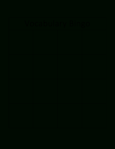 Kostenloses Vocabulary Bingo Card with regard to Bingo Card Template Word