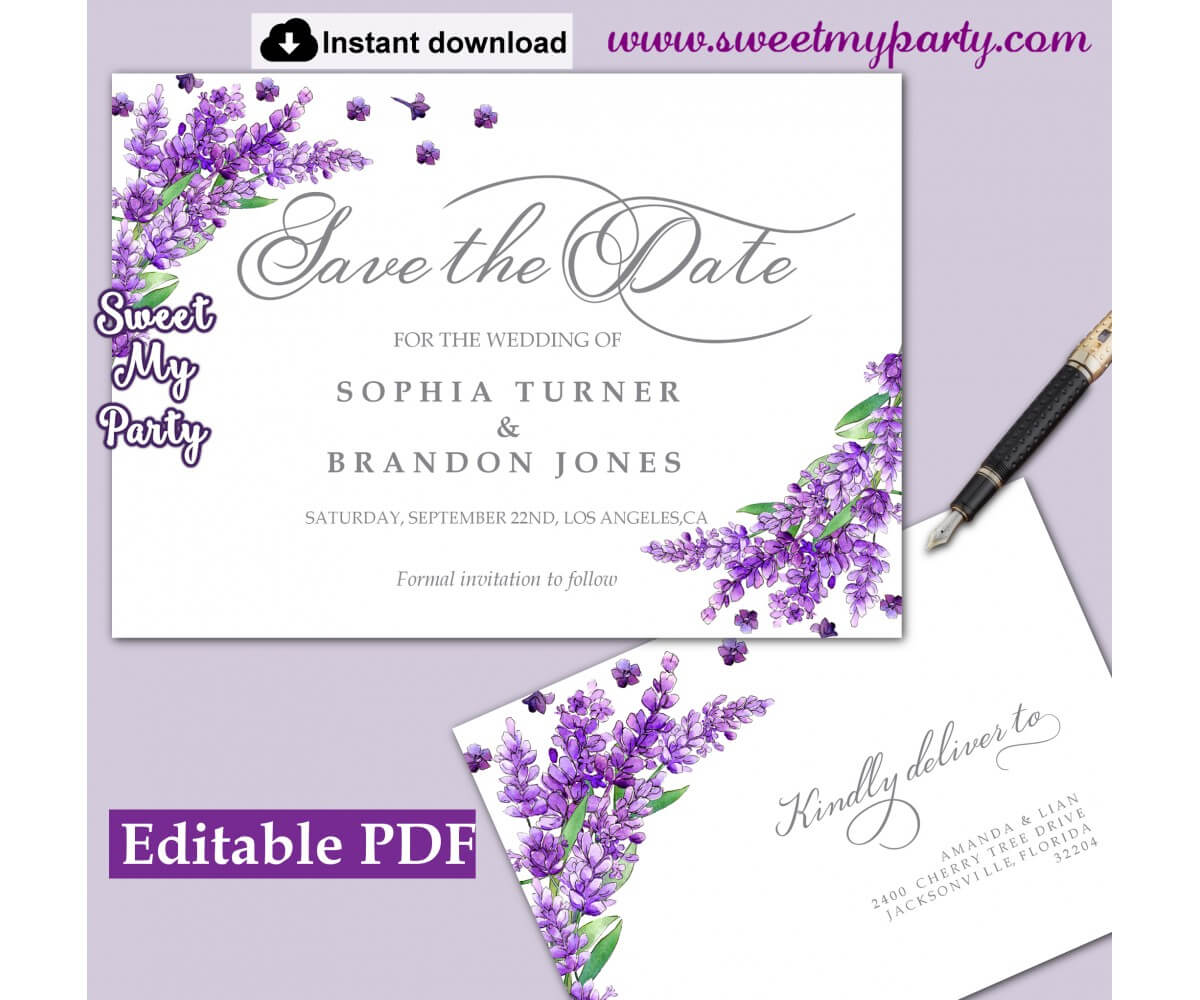 Lavender Save The Date Card Printable Template,save The Date Card,(131) Intended For Save The Date Cards Templates