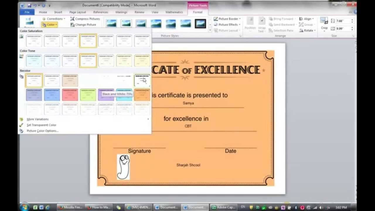 Lesson 2: Learning How To Make Certificate (Ms Word 2010) Throughout Word 2013 Certificate Template