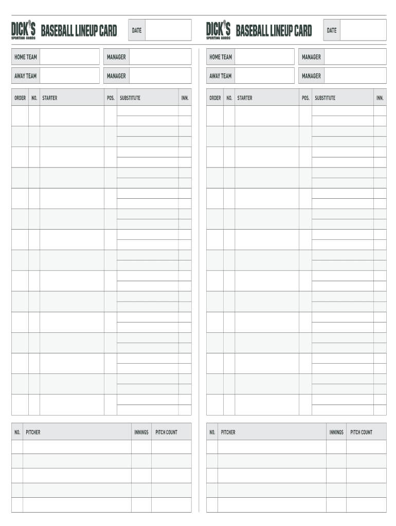 Lienup Card Fillable – Fill Online, Printable, Fillable Throughout Baseball Lineup Card Template