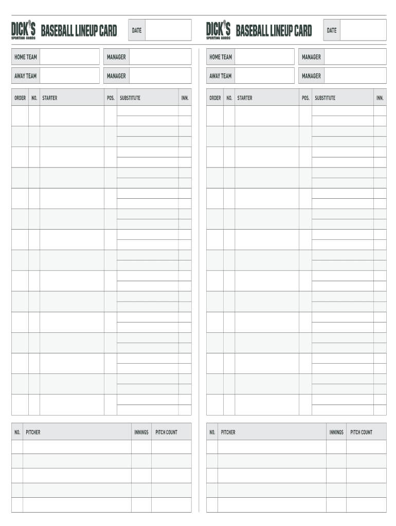 Lienup Card Fillable - Fill Online, Printable, Fillable With Free Baseball Lineup Card Template