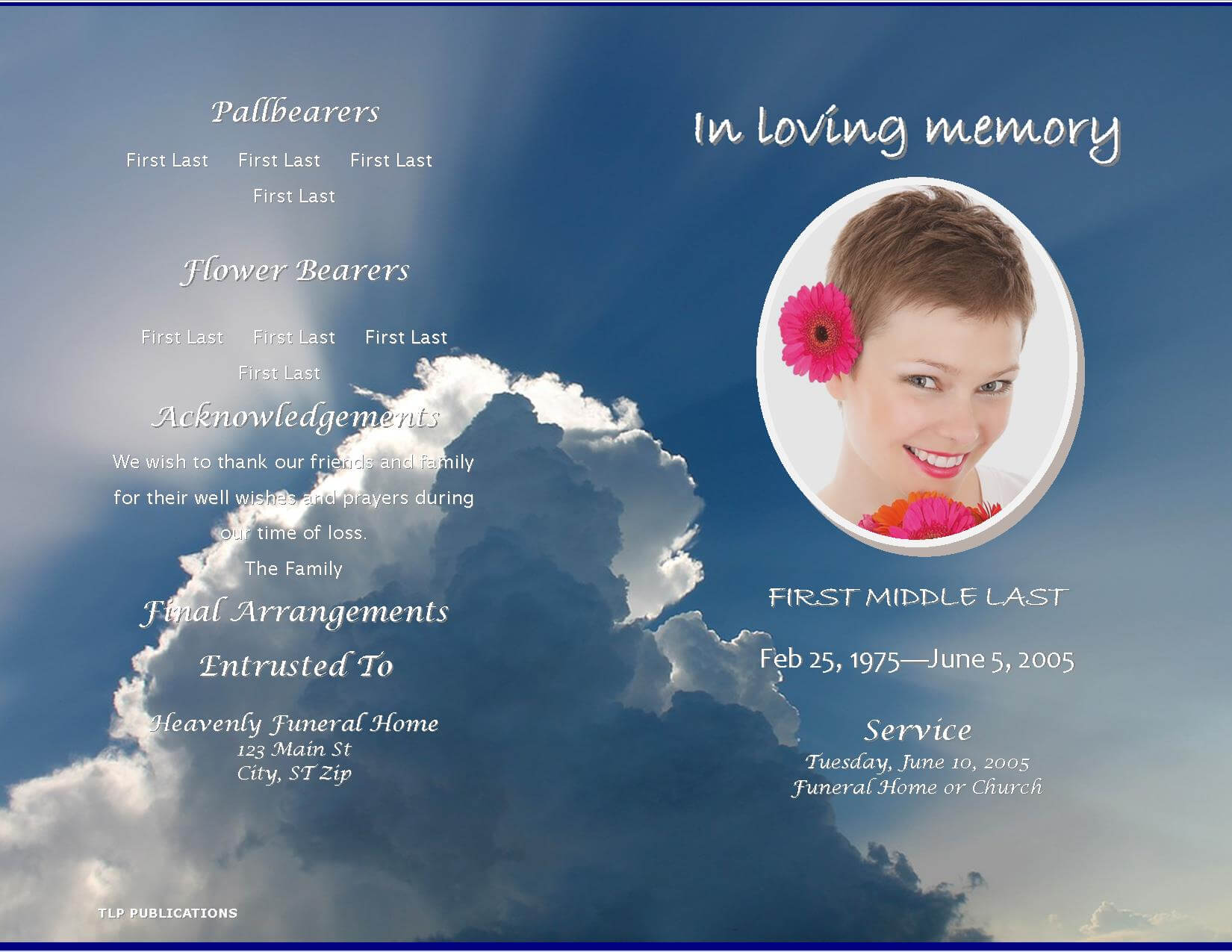 Lifecycleprints ~ Celebration Of Life & Funeral Program Pertaining To Memorial Card Template Word