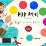 Little Artist, Kids Diploma Child Painting Course Certificate.. With Regard To Free Art Certificate Templates