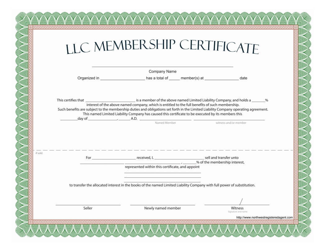 Llc Membership Certificate – Free Template In Corporate Share Certificate Template