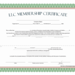 Llc Membership Certificate – Free Template Pertaining To This Certificate Entitles The Bearer To Template