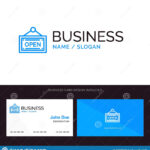 Logo And Business Card Template For Open, Shop, Board Vector For Business Card Template Open Office