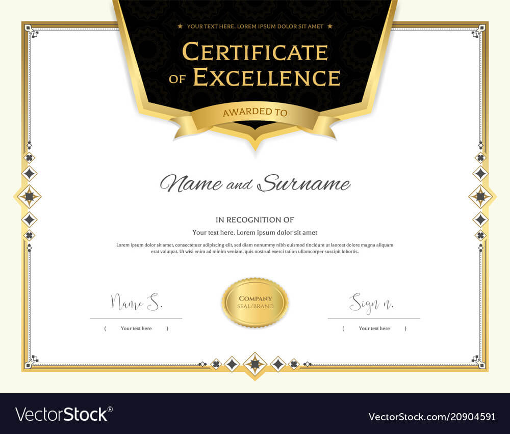 Luxury Certificate Template With Elegant Border Within High Resolution Certificate Template