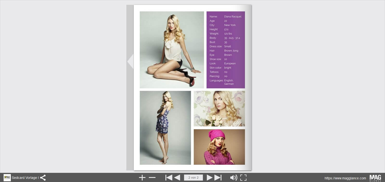 Mag Glance: Online Comp Card Maker | Print Your Sedcard In Model Comp Card Template Free