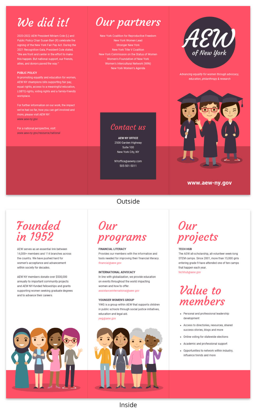 Magenta Non Profit Tri Fold Brochure Template Throughout Country Brochure Template