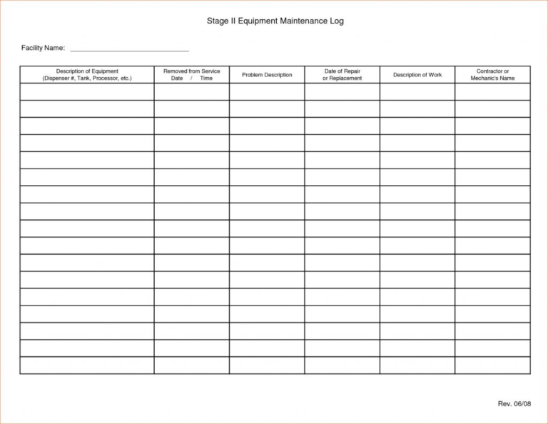 Maintenance Spreadsheet Template Repair Job Card Microsoft Within ...