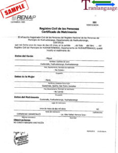 Marriage Certificate Guatemala intended for Marriage Certificate Translation Template