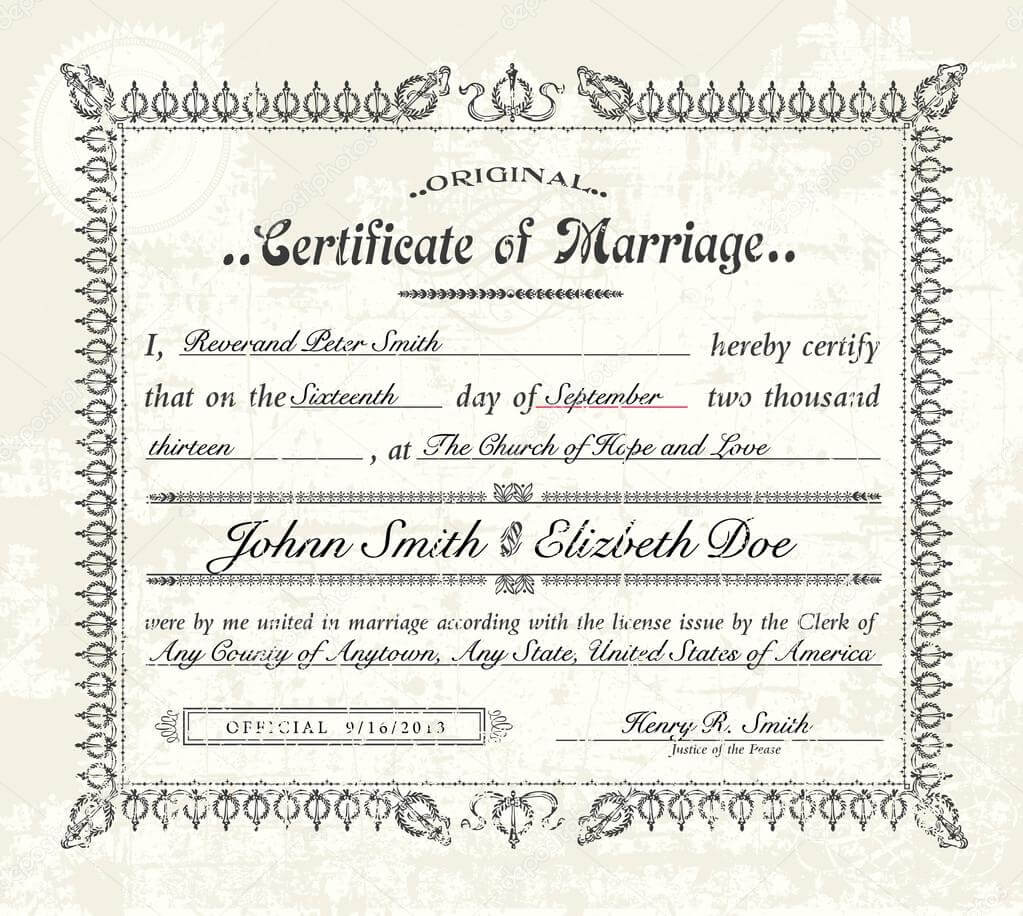 Marriage Certificate Sample – Barati.ald2014 With Blank Marriage Certificate Template