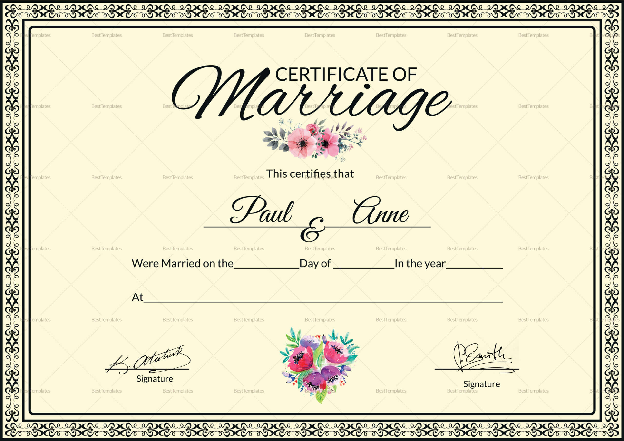 Marriage Certificate Template Within Certificate Of Marriage Template