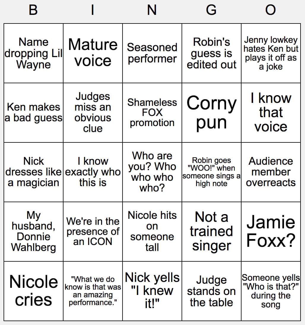 Masked Singer Bingo Card Template!! : Themaskedsinger With Regard To Clue Card Template