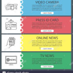 Mass Media Web Banner Templates Set. Video Camera, Press Id Throughout Media Id Card Templates