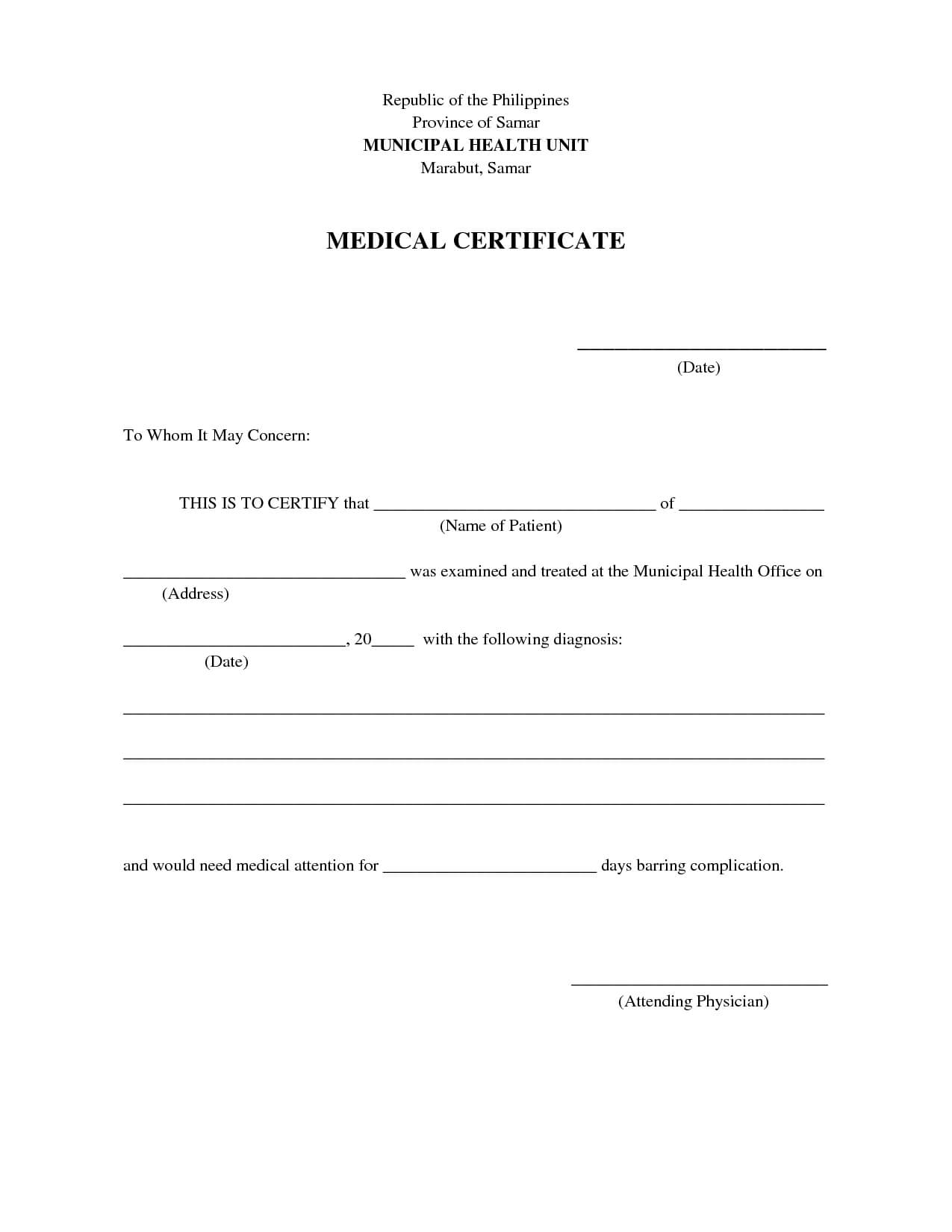 Medical Certificate For Sick Leave. Sample Medical Intended For Free Fake Medical Certificate Template
