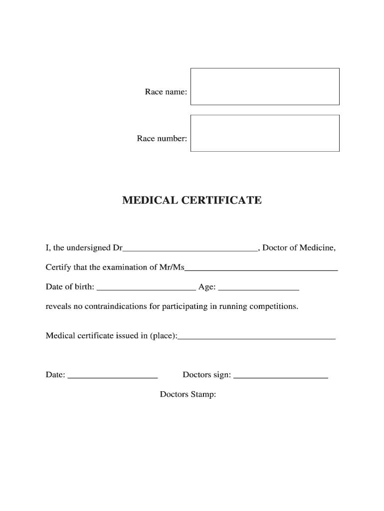 Medical Certificate Form – Fill Online, Printable, Fillable Within Running Certificates Templates Free