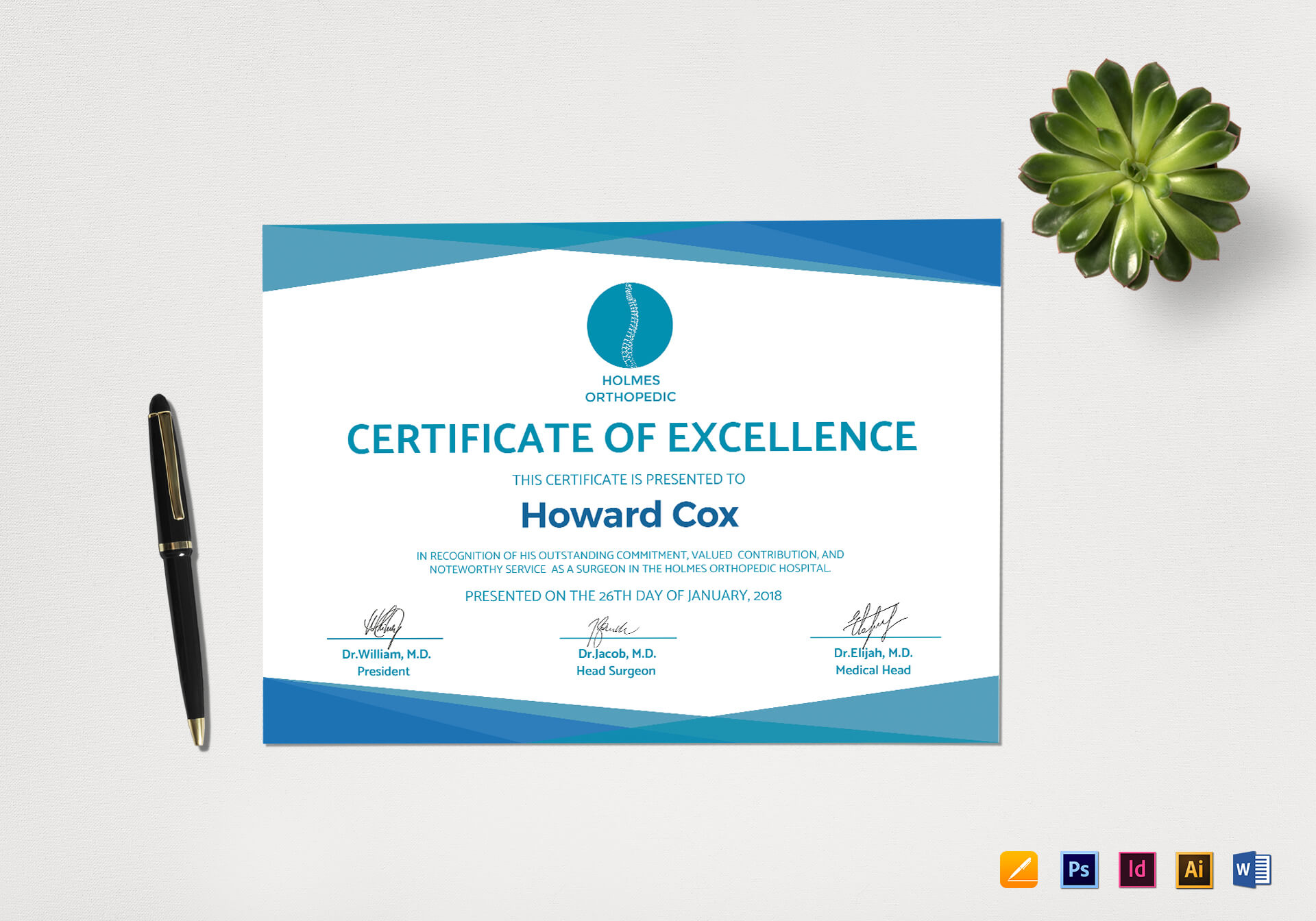 Medical Excellence Certificate Template In Indesign Certificate Template