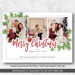 Merry Christmas Card Template Pertaining To Christmas Photo Card Templates Photoshop