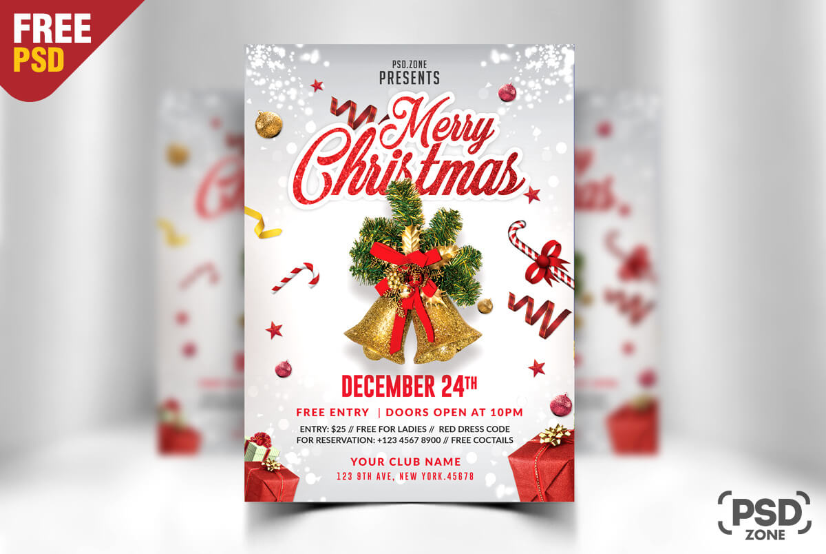 Merry Christmas Flyer Free Psd – Psd Zone With Free Christmas Card Templates For Photoshop