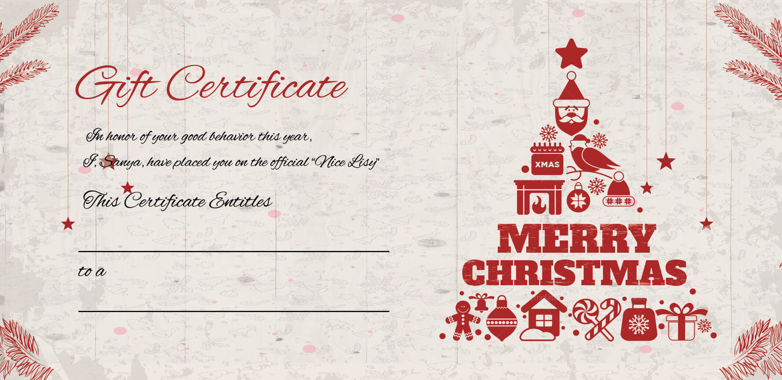 Merry Christmas Gift Certificate In Merry Christmas Gift Certificate Templates