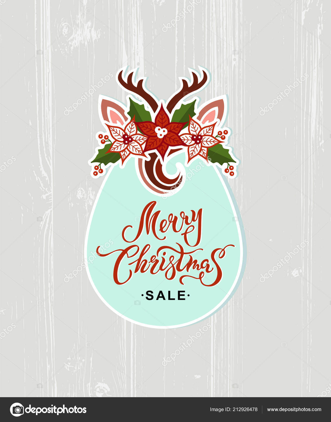 Merry Christmas Sale Card Deer Headband Handwritten Pertaining To Headband Card Template