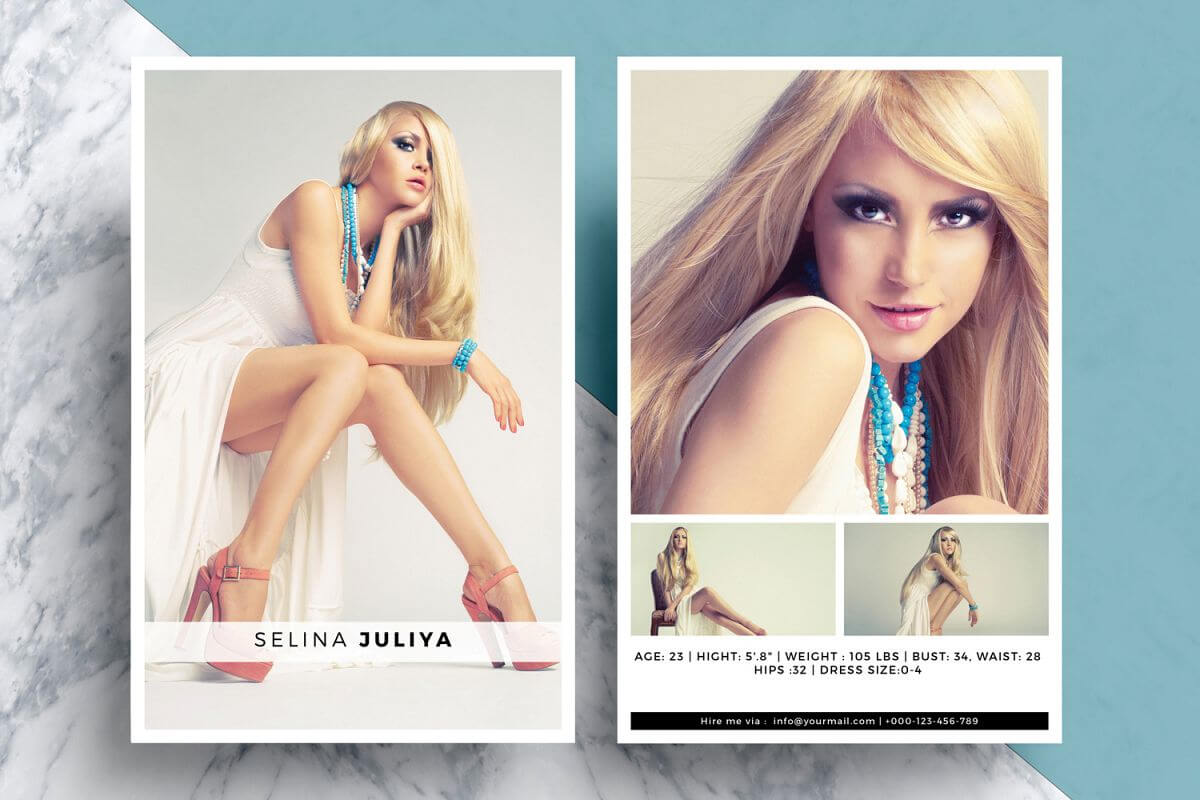 Modeling Comp Card Template Inside Free Zed Card Template
