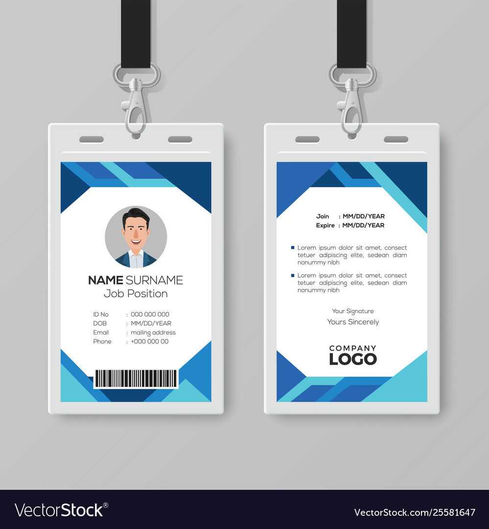 Modern Blue Id Card Design Template Intended For Photographer Id Card Template