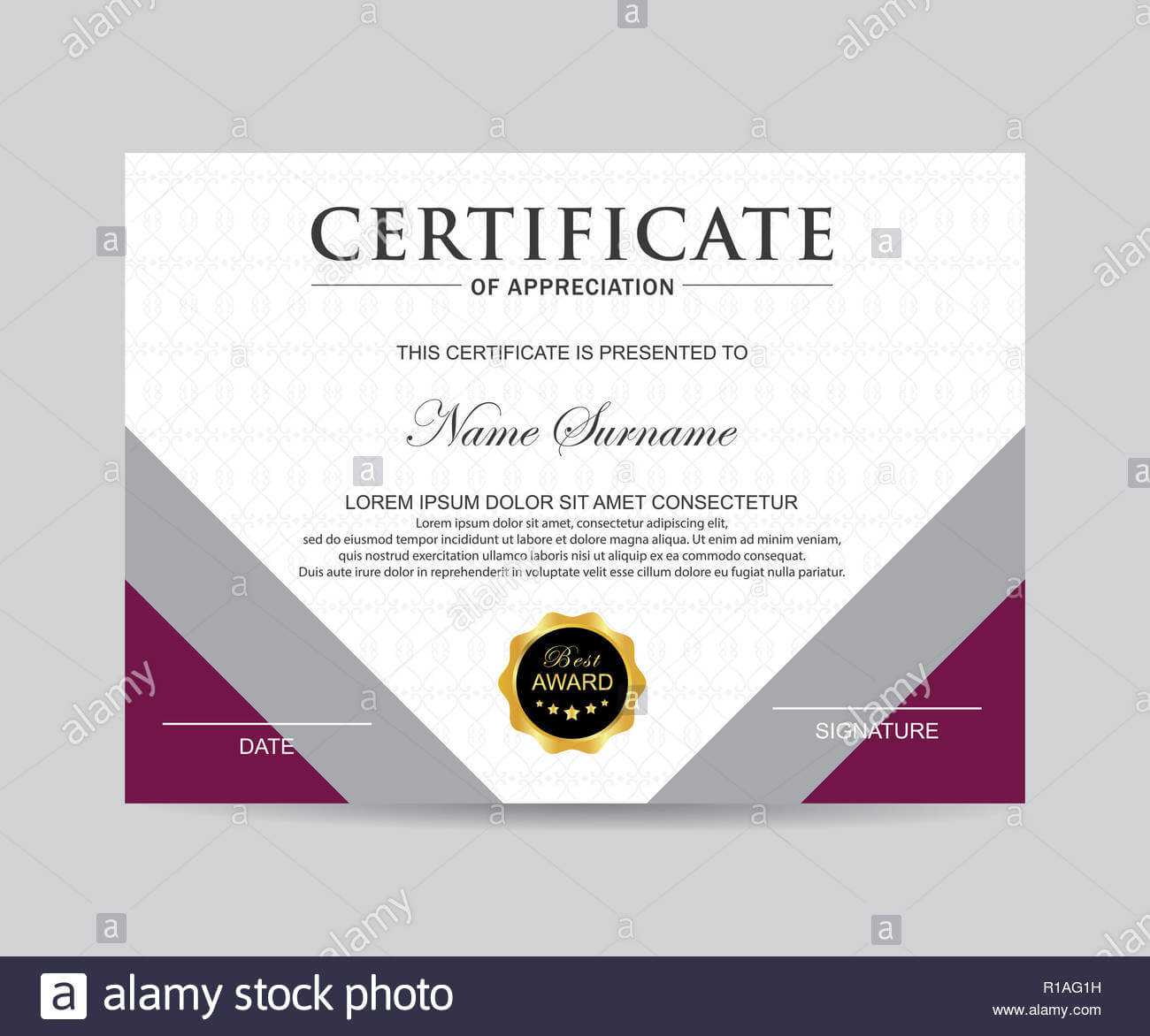 Modern Certificate Template And Background Stock Photo For Borderless Certificate Templates