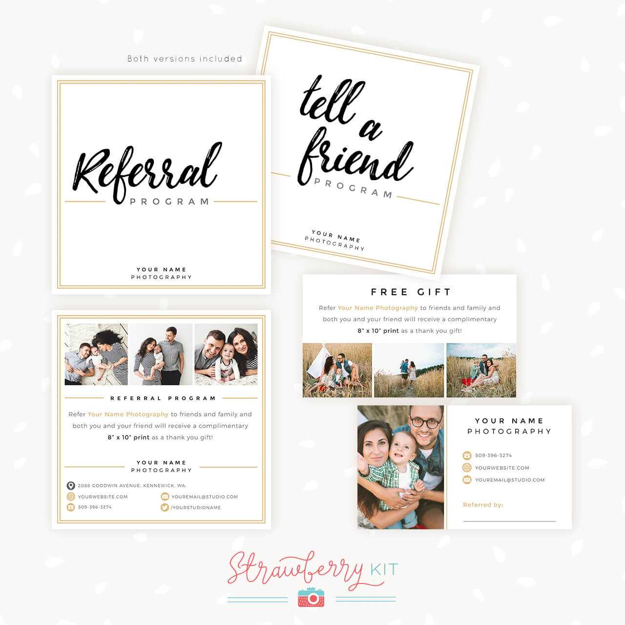 Modern Hand Lettering Referral Card Set – Strawberry Kit Regarding Referral Card Template