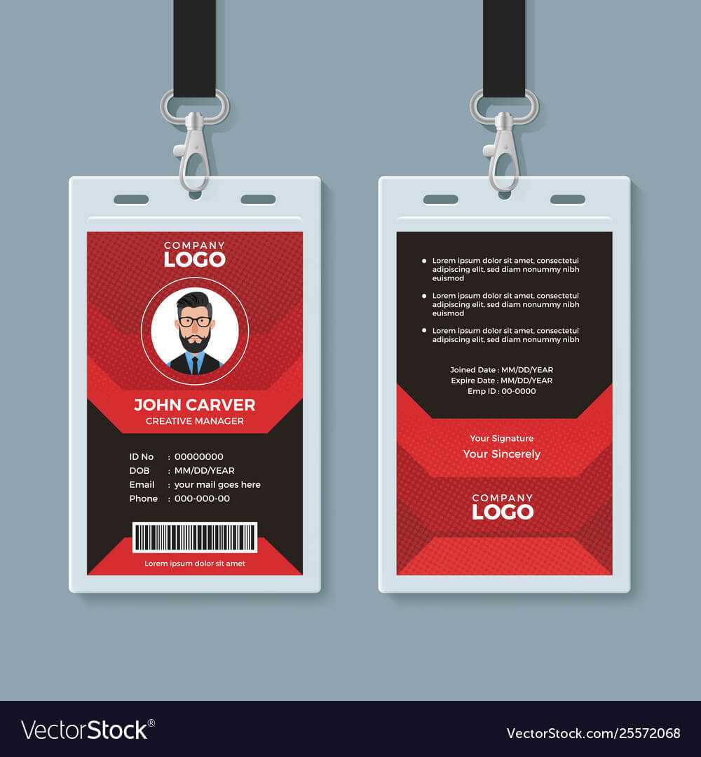 Modern Red And Black Id Card Template Within Id Card Template Ai