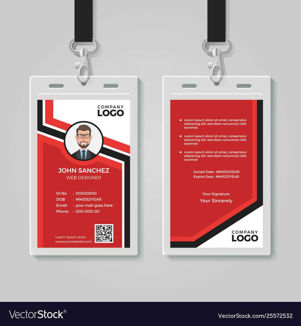 Modern Red Id Card Template Inside Id Card Template Ai