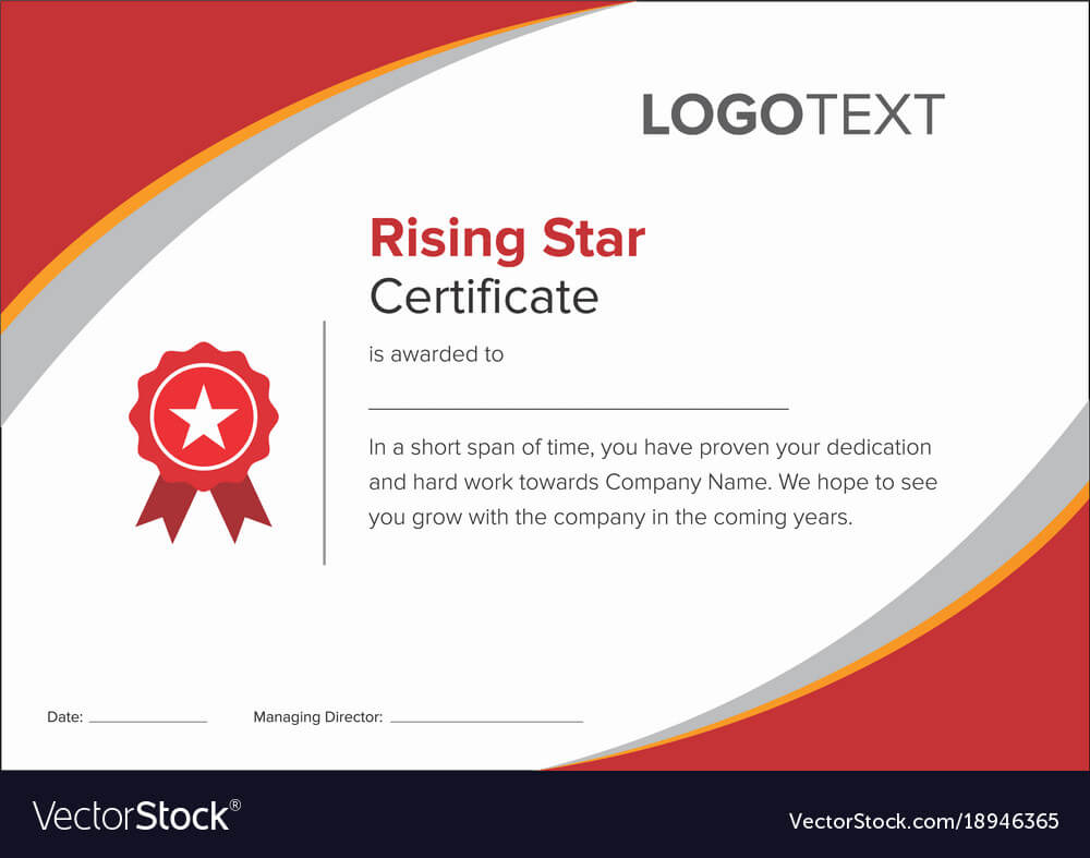 Modern Red Rising Star Certificate In Star Performer Certificate Templates