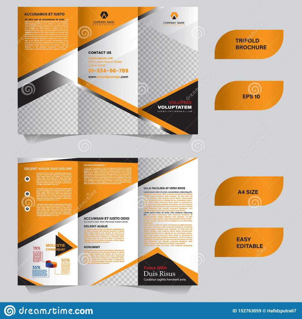 Modern Trifold Brochure Template With Flat And Elegant In Tri Fold ...