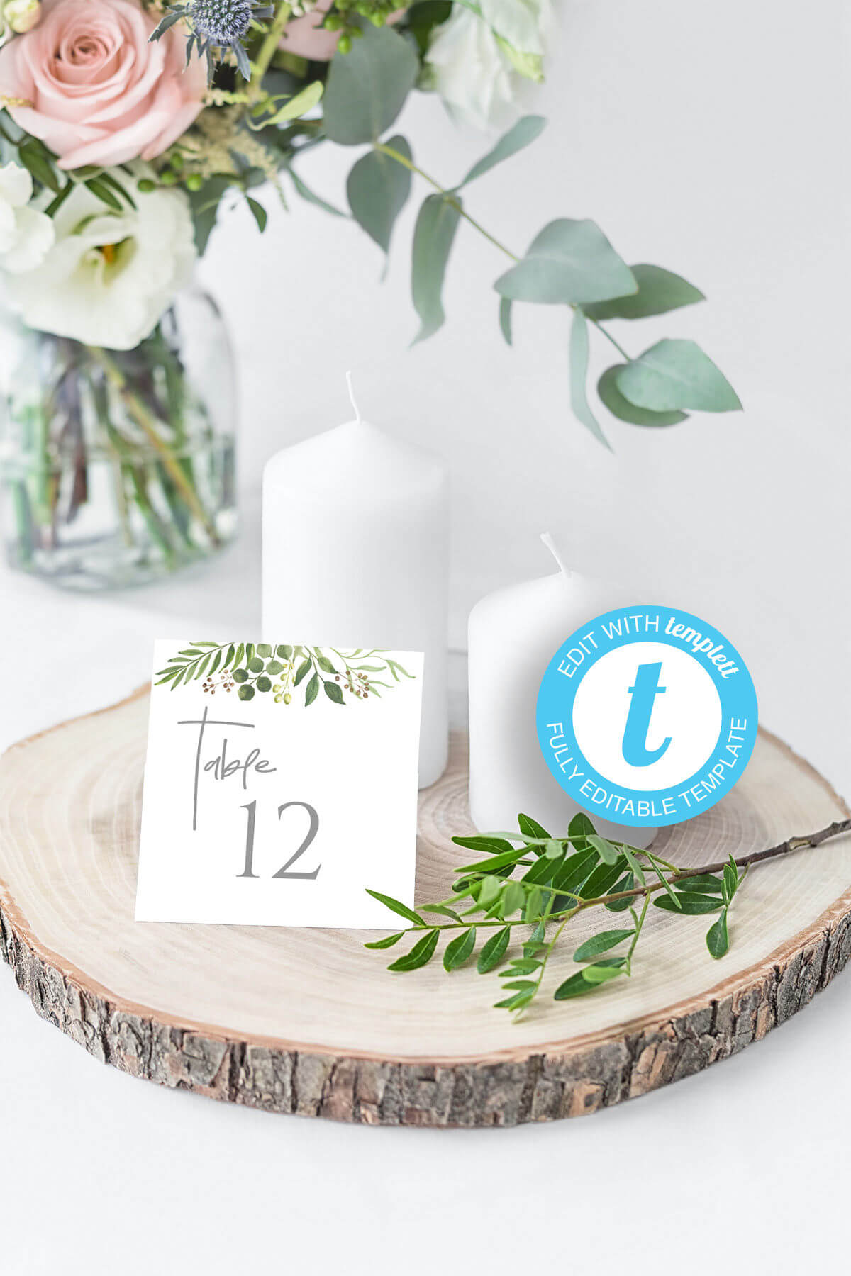 Modern Wedding Table Numbers, Printable 5X5 Templates, Reserved Table, Top  Table / Chic Calligraphy & Natural Greenery Wedding Ideas Within Reserved Cards For Tables Templates