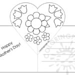 Mothers Day Card With Heart Pop-Up Template – Coloring Page inside Mothers Day Card Templates