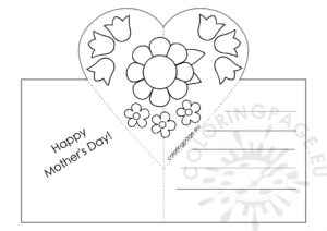 Mothers Day Card With Heart Pop-Up Template – Coloring Page inside Mothers Day Card Templates
