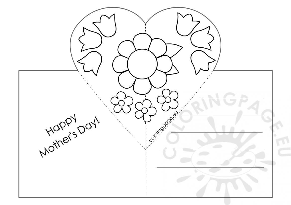 Mothers Day Card With Heart Pop Up Template – Coloring Page Inside Mothers Day Card Templates