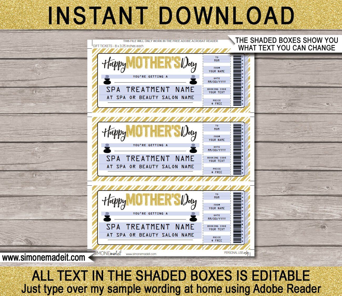 Mother's Day Spa Gift Voucher Regarding Spa Day Gift Certificate Template