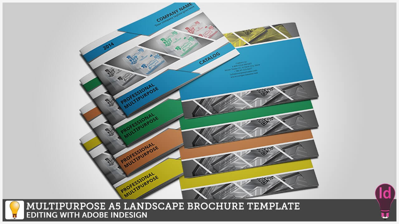 Multipurpose A5 Landscape Brochure Template Editing With Adobe Indesign Inside Adobe Indesign Brochure Templates