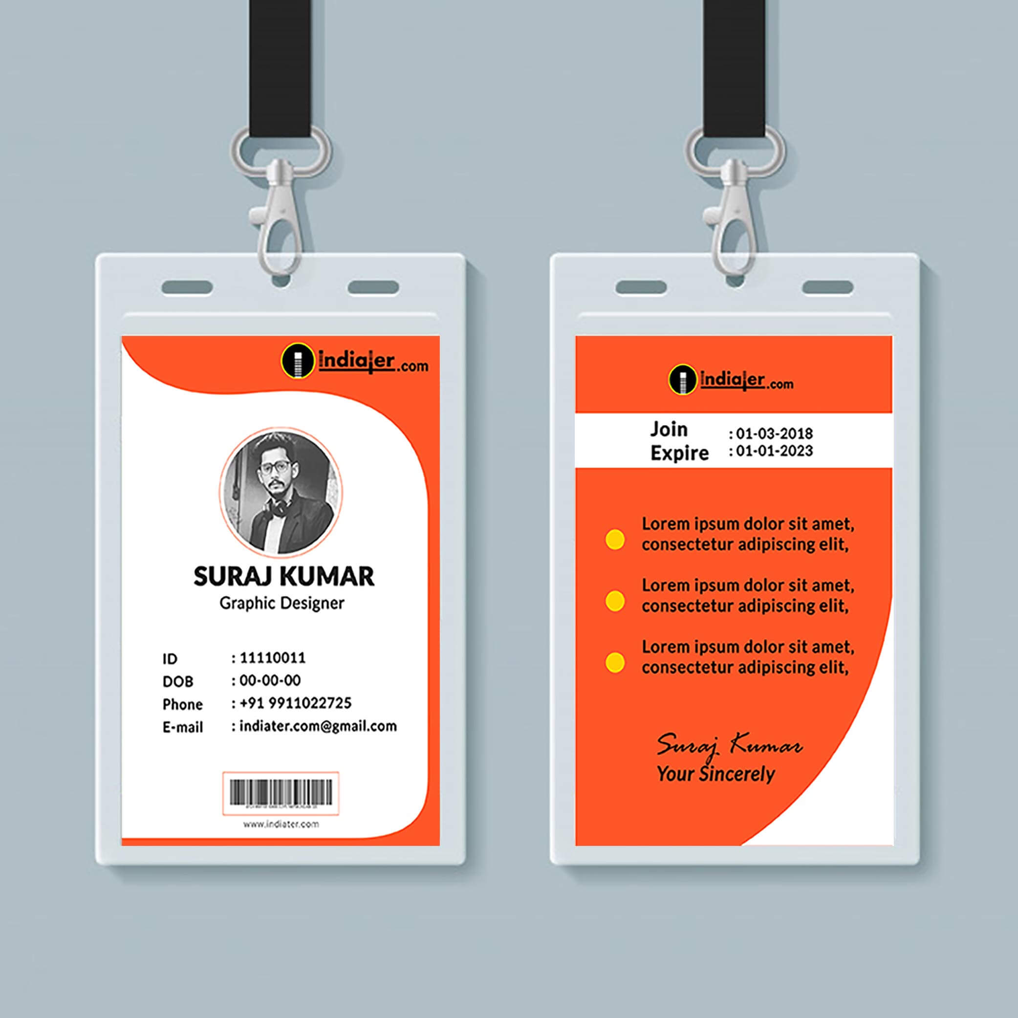 Multipurpose Corporate Office Id Card Free Psd Template Regarding Template For Id Card Free Download