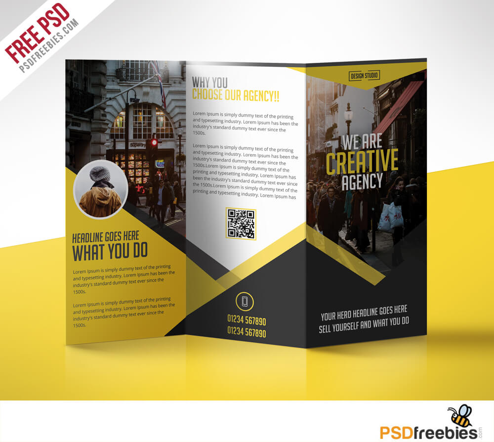 Multipurpose Trifold Business Brochure Free Psd Template For Free Three Fold Brochure Template